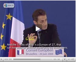 Nicolas Sarkozy hands are purposeful set to show the 666 devil sign