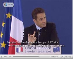 Nicolas Sarkozy hands are purposeful set to show the devils horns